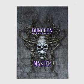 Постер с принтом DM Dungeon Master SKULL в Новосибирске, 100% бумага
 | бумага, плотность 150 мг. Матовая, но за счет высокого коэффициента гладкости имеет небольшой блеск и дает на свету блики, но в отличии от глянцевой бумаги не покрыта лаком | dd | dm | dungeon master | dungeons and dragons | skull | днд | мастер подземелий | подземелья и драконы