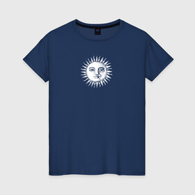 Женская футболка хлопок с принтом Sun Vintage в Новосибирске, 100% хлопок | прямой крой, круглый вырез горловины, длина до линии бедер, слегка спущенное плечо | vintage | винтаж | голова | лицо | природа | ретро | солнце | старый