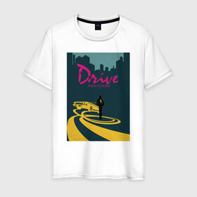 Мужская футболка хлопок с принтом Drive в Новосибирске, 100% хлопок | прямой крой, круглый вырез горловины, длина до линии бедер, слегка спущенное плечо. | drive | драйв | кино | райан гослинг | фильмы