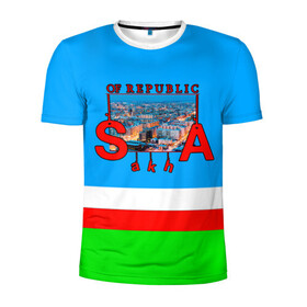 Мужская футболка 3D спортивная с принтом Саха в Новосибирске, 100% полиэстер с улучшенными характеристиками | приталенный силуэт, круглая горловина, широкие плечи, сужается к линии бедра | republic | sakha | республика саха | сибирь | якутия