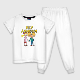 Детская пижама хлопок с принтом Арнольд и Хельга в Новосибирске, 100% хлопок |  брюки и футболка прямого кроя, без карманов, на брюках мягкая резинка на поясе и по низу штанин
 | arnold | helga | hey | hey arnold | арнольд | хельга | эй арнольд