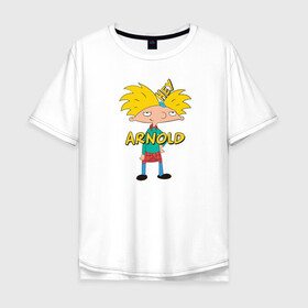 Мужская футболка хлопок Oversize с принтом Hey Arnold! в Новосибирске, 100% хлопок | свободный крой, круглый ворот, “спинка” длиннее передней части | Тематика изображения на принте: arnold | hey | hey arnold | арнольд | эй арнольд