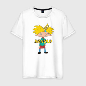Мужская футболка хлопок с принтом Hey Arnold! в Новосибирске, 100% хлопок | прямой крой, круглый вырез горловины, длина до линии бедер, слегка спущенное плечо. | arnold | hey | hey arnold | арнольд | эй арнольд