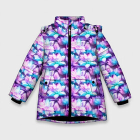 Зимняя куртка для девочек 3D с принтом Лотос (Lotus) в Новосибирске, ткань верха — 100% полиэстер; подклад — 100% полиэстер, утеплитель — 100% полиэстер. | длина ниже бедра, удлиненная спинка, воротник стойка и отстегивающийся капюшон. Есть боковые карманы с листочкой на кнопках, утяжки по низу изделия и внутренний карман на молнии. 

Предусмотрены светоотражающий принт на спинке, радужный светоотражающий элемент на пуллере молнии и на резинке для утяжки. | аум | будда | буддист | веган | герметизм | индиго | инь янь | йога | каббала | лотос | магия | мантра | медитация | мистик | нирвана | ом | посвящённый | просветление | санскрит | суфизм | тайна