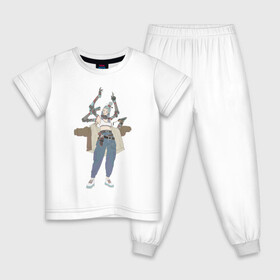 Детская пижама хлопок с принтом Шива в Новосибирске, 100% хлопок |  брюки и футболка прямого кроя, без карманов, на брюках мягкая резинка на поясе и по низу штанин
 | арт | богиня | воин | демон | ёкай | кибер руки | китай | рисунок | рога | руки | руки робота | самурай | современный бог | шива | япония
