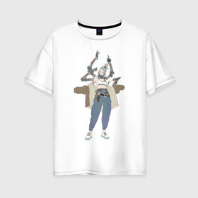 Женская футболка хлопок Oversize с принтом Шива в Новосибирске, 100% хлопок | свободный крой, круглый ворот, спущенный рукав, длина до линии бедер
 | арт | богиня | воин | демон | ёкай | кибер руки | китай | рисунок | рога | руки | руки робота | самурай | современный бог | шива | япония