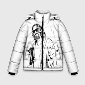 Зимняя куртка для мальчиков 3D с принтом Большой Лебовски Big Lebowski в Новосибирске, ткань верха — 100% полиэстер; подклад — 100% полиэстер, утеплитель — 100% полиэстер | длина ниже бедра, удлиненная спинка, воротник стойка и отстегивающийся капюшон. Есть боковые карманы с листочкой на кнопках, утяжки по низу изделия и внутренний карман на молнии. 

Предусмотрены светоотражающий принт на спинке, радужный светоотражающий элемент на пуллере молнии и на резинке для утяжки | abide | big | dude | jeff | lebowski | the | большой | лебовски | фильм | чувак