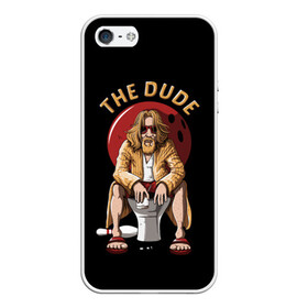 Чехол для iPhone 5/5S матовый с принтом THE DUDE (Big Lebowski) в Новосибирске, Силикон | Область печати: задняя сторона чехла, без боковых панелей | Тематика изображения на принте: abide | big | dude | jeff | lebowski | the | большой | лебовски | фильм | чувак