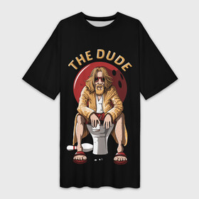 Платье-футболка 3D с принтом THE DUDE (Big Lebowski) в Новосибирске,  |  | abide | big | dude | jeff | lebowski | the | большой | лебовски | фильм | чувак