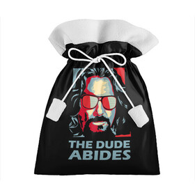 Подарочный 3D мешок с принтом The Dude Abides (Лебовски) в Новосибирске, 100% полиэстер | Размер: 29*39 см | abide | big | dude | jeff | lebowski | the | большой | лебовски | фильм | чувак