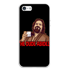 Чехол для iPhone 5/5S матовый с принтом The Dude Abides (Lebowski) в Новосибирске, Силикон | Область печати: задняя сторона чехла, без боковых панелей | abide | big | dude | jeff | lebowski | the | большой | лебовски | фильм | чувак