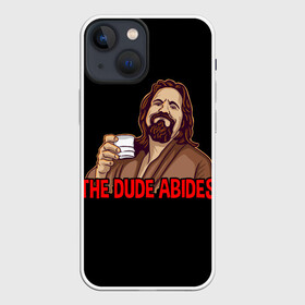 Чехол для iPhone 13 mini с принтом The Dude Abides (Lebowski) в Новосибирске,  |  | abide | big | dude | jeff | lebowski | the | большой | лебовски | фильм | чувак
