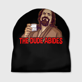 Шапка 3D с принтом The Dude Abides (Lebowski) в Новосибирске, 100% полиэстер | универсальный размер, печать по всей поверхности изделия | Тематика изображения на принте: abide | big | dude | jeff | lebowski | the | большой | лебовски | фильм | чувак