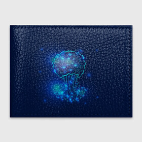 Обложка для студенческого билета с принтом Медуза на  синем в Новосибирске, натуральная кожа | Размер: 11*8 см; Печать на всей внешней стороне | jellyfish | medusa | жители | медуза | медузы | морские | океан
