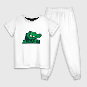 Детская пижама хлопок с принтом Аллигатор в Новосибирске, 100% хлопок |  брюки и футболка прямого кроя, без карманов, на брюках мягкая резинка на поясе и по низу штанин
 | alligator | crocodile | reptile | аллигатор | крокодил | крокодильчик