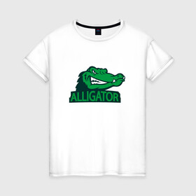 Женская футболка хлопок с принтом Аллигатор в Новосибирске, 100% хлопок | прямой крой, круглый вырез горловины, длина до линии бедер, слегка спущенное плечо | alligator | crocodile | reptile | аллигатор | крокодил | крокодильчик
