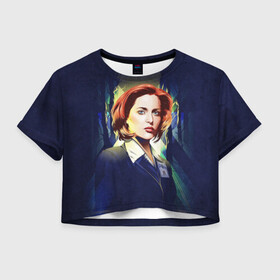 Женская футболка Crop-top 3D с принтом Dana Scully в Новосибирске, 100% полиэстер | круглая горловина, длина футболки до линии талии, рукава с отворотами | Тематика изображения на принте: dana | dana scully | fbi | fox | fox mulder | i want to believe | mulder | scully | the truth is out there | the x files | trust no one | x file | xfile | дана | дана скалли | малдер | секретные материалы | скалли | фбр | фокс | фокс малдер | х файл | хфа