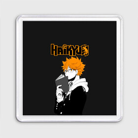 Магнит 55*55 с принтом Шоё Хината Haikyuu!! в Новосибирске, Пластик | Размер: 65*65 мм; Размер печати: 55*55 мм | anime | haikyu | haikyuu | karasuno | аниме | волейбол | ворон | кагеяма | карасуно | кей | кенма | козуме | куроо | маленький гигант | манга | мяч | некома | ойкава | сатори | сёё | тендо | тобио | тоору | хайкью | хината