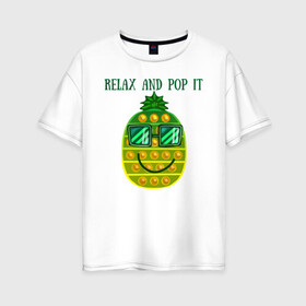Женская футболка хлопок Oversize с принтом Ананас, поп-ит, симпл-димпл в Новосибирске, 100% хлопок | свободный крой, круглый ворот, спущенный рукав, длина до линии бедер
 | pineapple | pop it | simple dimple | ананас | поп ит | симпл димпл