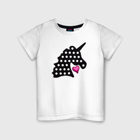 Детская футболка хлопок с принтом Единорог, сердце, поп-ит в Новосибирске, 100% хлопок | круглый вырез горловины, полуприлегающий силуэт, длина до линии бедер | Тематика изображения на принте: pop it | simple dimple | unicorn | единорог | поп ит | симпл димпл
