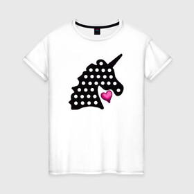 Женская футболка хлопок с принтом Единорог, сердце, поп-ит в Новосибирске, 100% хлопок | прямой крой, круглый вырез горловины, длина до линии бедер, слегка спущенное плечо | pop it | simple dimple | unicorn | единорог | поп ит | симпл димпл