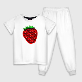 Детская пижама хлопок с принтом Клубника, поп-ит, симпл-димпл в Новосибирске, 100% хлопок |  брюки и футболка прямого кроя, без карманов, на брюках мягкая резинка на поясе и по низу штанин
 | pop it | simple dimple | strawberry | клубника | поп ит | симпл димпл