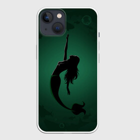 Чехол для iPhone 13 с принтом Русалка силуэт в Новосибирске,  |  | flowers | mermaid | морская | русалка | русалочка | ундина | цветы
