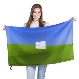 Флаг 3D с принтом W10 в Новосибирске, 100% полиэстер | плотность ткани — 95 г/м2, размер — 67 х 109 см. Принт наносится с одной стороны | microsoft | windows | иллюстрация | логотип | окно