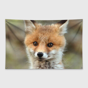 Флаг-баннер с принтом Миленький лисенок в Новосибирске, 100% полиэстер | размер 67 х 109 см, плотность ткани — 95 г/м2; по краям флага есть четыре люверса для крепления | fox | foxy | животное | звери | лиса | лисенок | лисичка | милая | рыжая | фокс