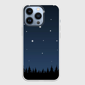 Чехол для iPhone 13 Pro с принтом Ночное небо в Новосибирске,  |  | дерево | деревья | ель | звезда | звёздное небо | звёзды | космос | лес | небо | ночное небо | ночной | ночь | прикольный | простой | рисунок | сосна | таинственный | темнота | темный