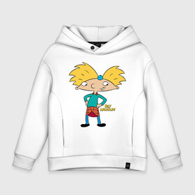 Детское худи Oversize хлопок с принтом Hey Arnold! в Новосибирске, френч-терри — 70% хлопок, 30% полиэстер. Мягкий теплый начес внутри —100% хлопок | боковые карманы, эластичные манжеты и нижняя кромка, капюшон на магнитной кнопке | arnold | boy | cartoon | face | nickelodeon | арнольд | детство | мальчик | мультик | никелодион | эй арнольд