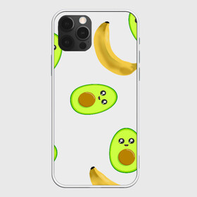 Чехол для iPhone 12 Pro с принтом Банан и Авокадо  в Новосибирске, силикон | область печати: задняя сторона чехла, без боковых панелей | авокадо | банан | витамины | вкусный | глаза | деликатес | десерт | диета | еда | жёлтый | кожура | косточка | лицо | меню | модный | мякоть | плод | прикол | рот | сладкий | смешной | смузи | сочный