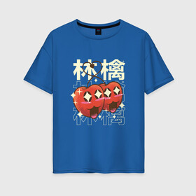Женская футболка хлопок Oversize с принтом Японские кавайные яблоки в Новосибирске, 100% хлопок | свободный крой, круглый ворот, спущенный рукав, длина до линии бедер
 | anime | apple | apples | art | cute | fruit | fruits | japan | japanese | kanji | kawaii | love | manga | алфавит | аниме | арт | в японском стиле | кандзи | красные яблоки | любовь | манга | милота | сердечко | сердце | фрукты | яблоко
