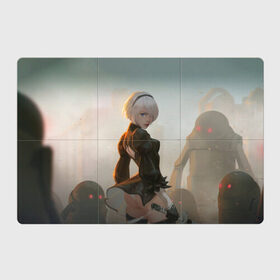 Магнитный плакат 3Х2 с принтом Nier в Новосибирске, Полимерный материал с магнитным слоем | 6 деталей размером 9*9 см | automata | game | nier | robots | yorha | андроид | аниме | воин | девушка | игра | нир | робот | самурай | экшн