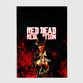 Постер с принтом Red Dead Redemption Bandit в Новосибирске, 100% бумага
 | бумага, плотность 150 мг. Матовая, но за счет высокого коэффициента гладкости имеет небольшой блеск и дает на свету блики, но в отличии от глянцевой бумаги не покрыта лаком | game | red dead | red dead redemption 2 | redemption 2 | rockstar games | бандиты | дикий запад | игры | ковбои | оружие