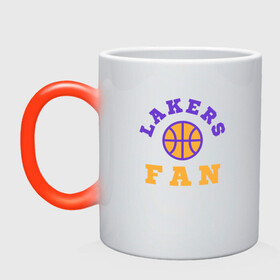 Кружка хамелеон с принтом Lakers Fan в Новосибирске, керамика | меняет цвет при нагревании, емкость 330 мл | Тематика изображения на принте: basketball | bryant | game | james | kobe | lakers | lebron | los angeles | nba | sport | streetball | баскетбол | баскетболист | брайант | джеймс | игра | игрок | коби | леброн | лейкерс | лос анджелес | мяч | нба | спорт | стритбол