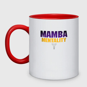 Кружка двухцветная с принтом Mamba Mentality в Новосибирске, керамика | объем — 330 мл, диаметр — 80 мм. Цветная ручка и кайма сверху, в некоторых цветах — вся внутренняя часть | basketball | bryant | game | james | kobe | lakers | lebron | los angeles | nba | sport | streetball | баскетбол | баскетболист | брайант | джеймс | игра | игрок | коби | леброн | лейкерс | лос анджелес | мяч | нба | спорт | стритбол