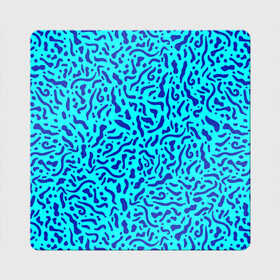 Магнит виниловый Квадрат с принтом Неоновые синие узоры в Новосибирске, полимерный материал с магнитным слоем | размер 9*9 см, закругленные углы | Тематика изображения на принте: abstract | blue | neon | sea | абстракционизм | абстракция | африканские | вода | волны | голубые узоры | камуфляж | лагуна | линии | мелкий узор | мемфис | море | морское | неоновый | орнамент | пятна | пятнистый