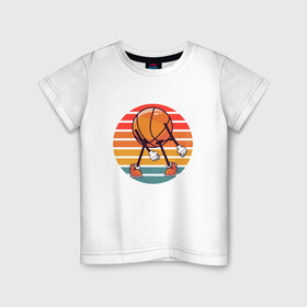 Детская футболка хлопок с принтом Basket Dance в Новосибирске, 100% хлопок | круглый вырез горловины, полуприлегающий силуэт, длина до линии бедер | basketball | dance | game | nba | sport | streetball | баскетбол | баскетболист | игра | игрок | мяч | нба | спорт | стритбол | танец | тренер