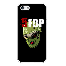 Чехол для iPhone 5/5S матовый с принтом FFDP (череп в каске и маске) в Новосибирске, Силикон | Область печати: задняя сторона чехла, без боковых панелей | 5fdp | ffdp | five finger death punch | skull | маска | череп