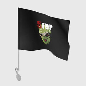 Флаг для автомобиля с принтом FFDP (череп в каске и маске) в Новосибирске, 100% полиэстер | Размер: 30*21 см | 5fdp | ffdp | five finger death punch | skull | маска | череп