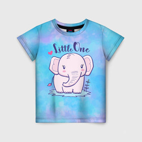 Детская футболка 3D с принтом Маленький слоненок в Новосибирске, 100% гипоаллергенный полиэфир | прямой крой, круглый вырез горловины, длина до линии бедер, чуть спущенное плечо, ткань немного тянется | детеныш | милый | ребенок | слон | слоненок | слоник