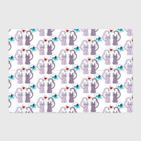 Магнитный плакат 3Х2 с принтом Фиолетовые котики в Новосибирске, Полимерный материал с магнитным слоем | 6 деталей размером 9*9 см | кошки | любовь | милый | птичка | сердце