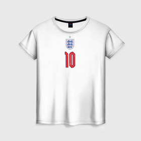 Женская футболка 3D с принтом Стерлинг форма Англия в Новосибирске, 100% полиэфир ( синтетическое хлопкоподобное полотно) | прямой крой, круглый вырез горловины, длина до линии бедер | 2020 | 2021 | euro | fifa | uefa | аглийская | англичане | англия | евро | рахим | рахим стерлинг | сборная англии | сборной | стерлинг | уефа | фифа | форма | футбол | футбольная