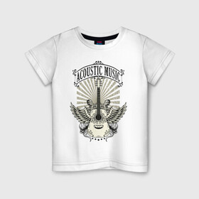 Детская футболка хлопок с принтом Акустическая музыка / гитара в Новосибирске, 100% хлопок | круглый вырез горловины, полуприлегающий силуэт, длина до линии бедер | rock | акустическая | гитара | музыка | рок