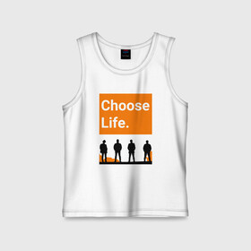 Детская майка хлопок с принтом Choose Life в Новосибирске,  |  | Тематика изображения на принте: britain | chill | choose life | cinema | danny boyle | movie | trainspotting | британия | выбери жизнь | драма | дэнни бойл | ирвин уэлш | кино | криминал | макгрегор | на игле | тусовка | фильм