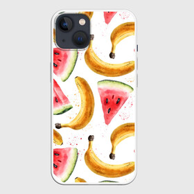 Чехол для iPhone 13 с принтом Летний фреш арбуз банан в Новосибирске,  |  | Тематика изображения на принте: арбуз | арбузы | банан | бананы | летний | лето | фреш | фрукты