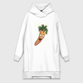 Платье-худи хлопок с принтом Японская кавайная морковка в Новосибирске,  |  | anime | art | carrot | carrots | cute | fashion | japan | japanese | kanji | kawaii | manga | vegan | vegetables | алфавит | аниме | арт | в японском стиле | веган | кандзи | манга | милота | морковь | овощ | овощи | смех | японские буквы | япо