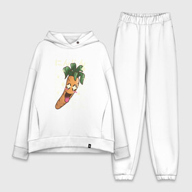 Женский костюм хлопок Oversize с принтом Японская кавайная морковка в Новосибирске,  |  | anime | art | carrot | carrots | cute | fashion | japan | japanese | kanji | kawaii | manga | vegan | vegetables | алфавит | аниме | арт | в японском стиле | веган | кандзи | манга | милота | морковь | овощ | овощи | смех | японские буквы | япо