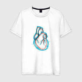 Мужская футболка хлопок с принтом 3D эффект | Биение сердца в Новосибирске, 100% хлопок | прямой крой, круглый вырез горловины, длина до линии бедер, слегка спущенное плечо. | 3д | anaglyph | art | blue | cardio | focus | heart | heartbeat | love | real heart | red | анаглиф | арт | глитч | глич | иллюстрация | кардио | кардиограмма | клапаны | красный | любовь | настоящее сердце | рисунок | сердце | синий